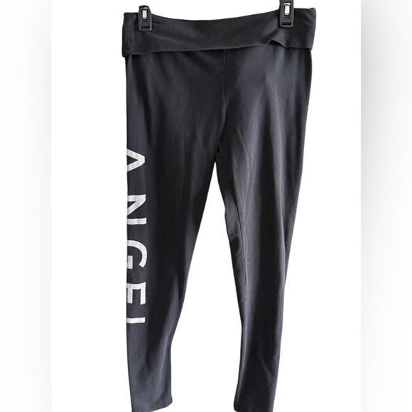 Victoria’s Secret Bling Angel Wing Fold Over Yoga Pants Black M Sequin RARE EUC - Picture 5 of 5